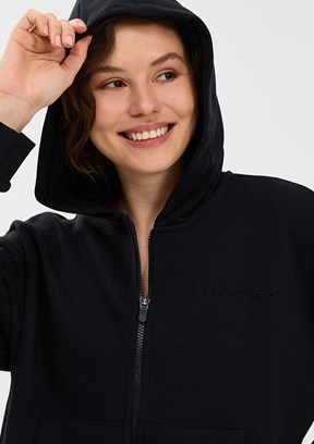 SKECHERS - S2610016-3817 Kadın Siyah Fermuarlı Sweatshirt