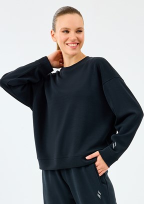 SKECHERS Siyah Kadın Lounge Loose Bisiklet Yaka Sweatshirt