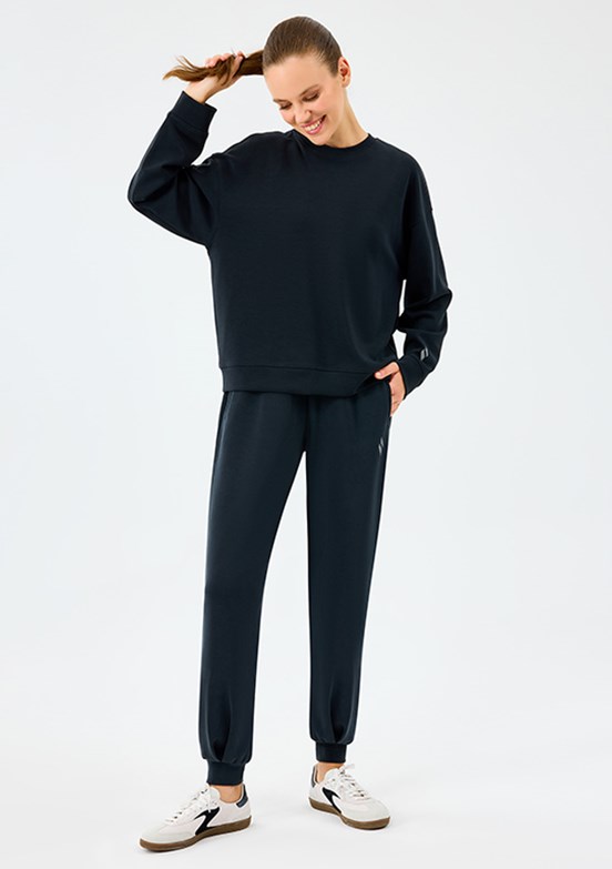 SKECHERS Siyah Kadın Lounge Loose Bisiklet Yaka Sweatshirt