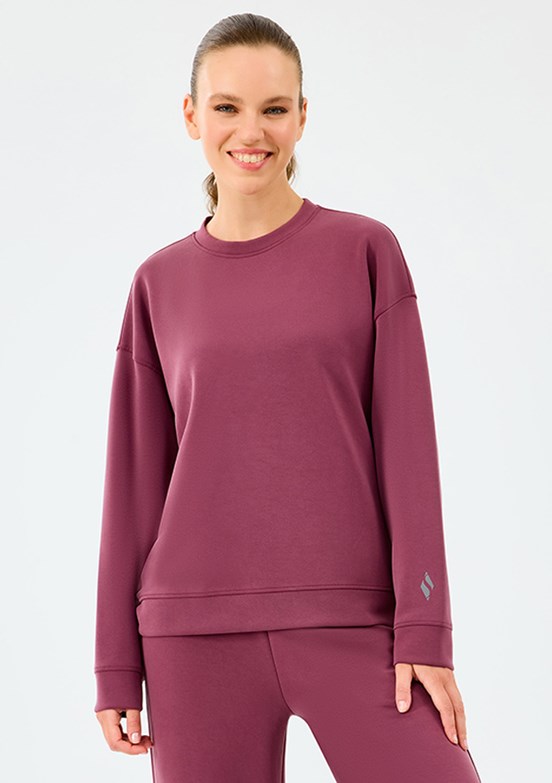 SKECHERS Bordo Kadın W Lounge Loose Crew Neck Bisiklet Yaka Sweatshirt