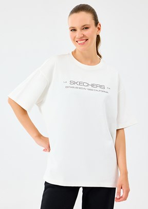 SKECHERS Beyaz Kadın W Heavy Fabric Baskılı T-Shirt