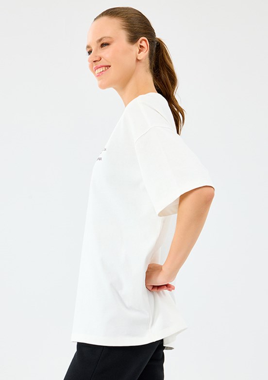 SKECHERS Beyaz Kadın W Heavy Fabric Baskılı T-Shirt