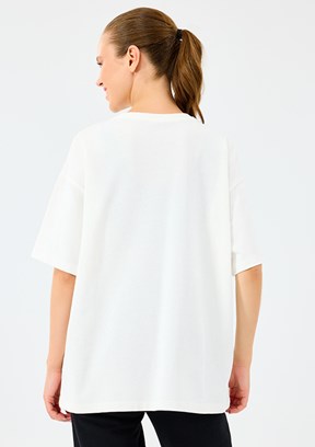 SKECHERS Beyaz Kadın W Heavy Fabric Baskılı T-Shirt
