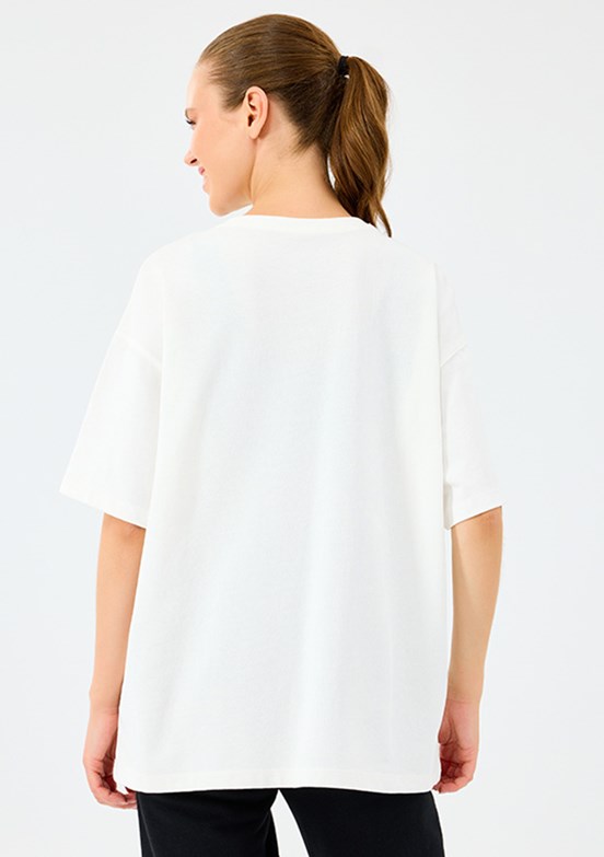 SKECHERS Beyaz Kadın W Heavy Fabric Baskılı T-Shirt