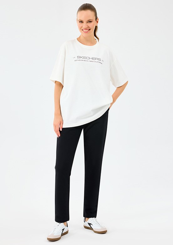 SKECHERS Beyaz Kadın W Heavy Fabric Baskılı T-Shirt