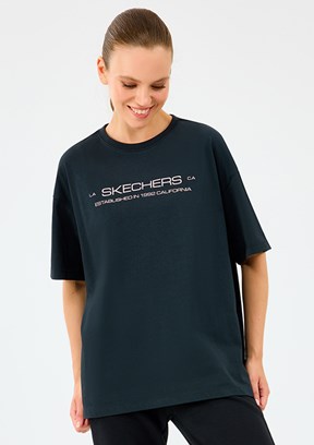 SKECHERS Siyah Kadın W Heavy Fabric Baskılı T-Shirt