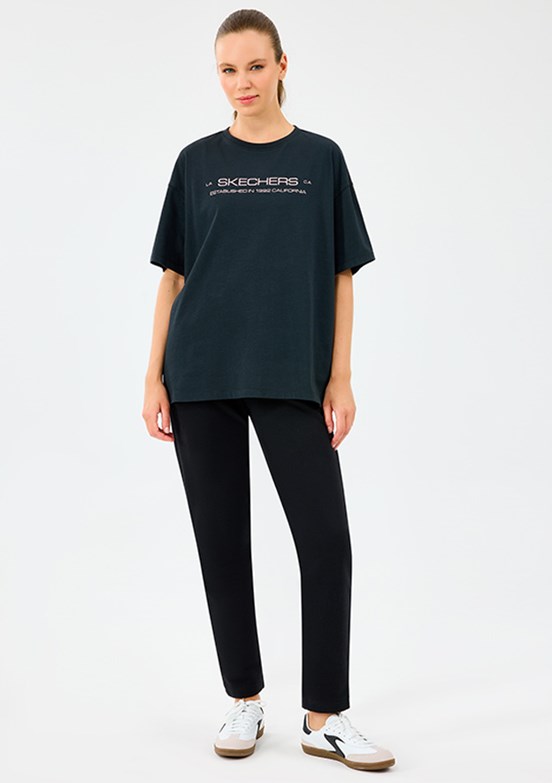 SKECHERS Siyah Kadın W Heavy Fabric Baskılı T-Shirt