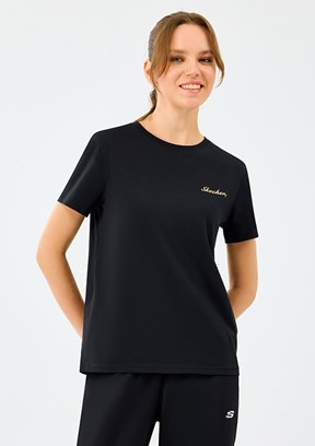 SKECHERS Siyah Kadın W Light Fabric Baskılı T-Shirt