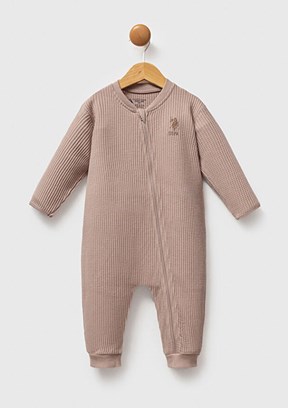 US POLO ASSN Bej Erkek Bebek Tulum Elbise