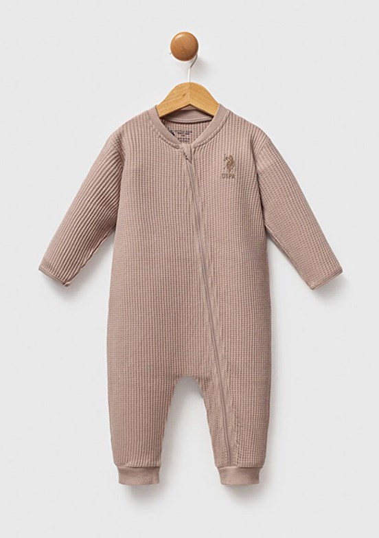 US POLO ASSN Bej Erkek Bebek Tulum Elbise