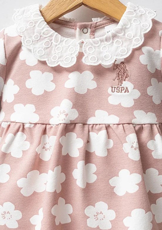 US POLO ASSN Pembe Kız Bebek Basic Elbise