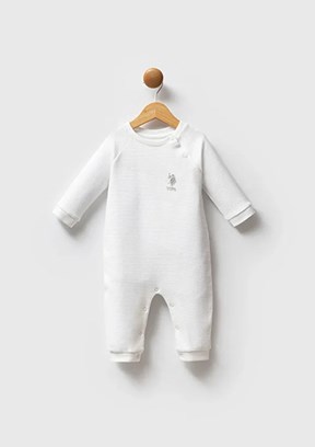 US POLO ASSN Beyaz Erkek Bebek Tulum Elbise
