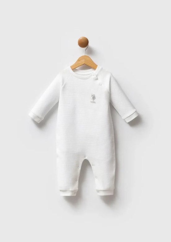 US POLO ASSN Beyaz Erkek Bebek Tulum Elbise