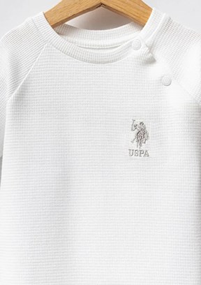 US POLO ASSN Beyaz Erkek Bebek Tulum Elbise
