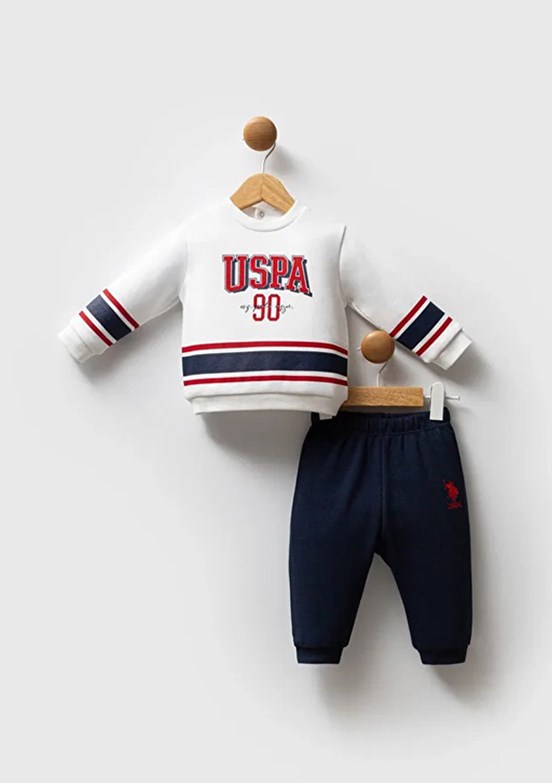 US POLO ASSN Beyaz Erkek Bebek Eşofman Altı