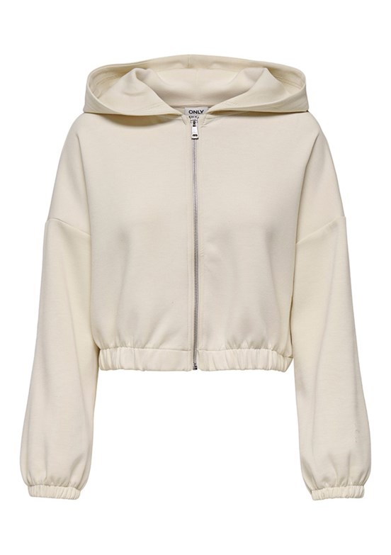 ONLY Gri Kadın Fermuarlı Kapüşonlu Sweatshirt