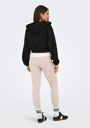 ONLY Siyah Kadın Fermuarlı Kapüşonlu Sweatshirt
