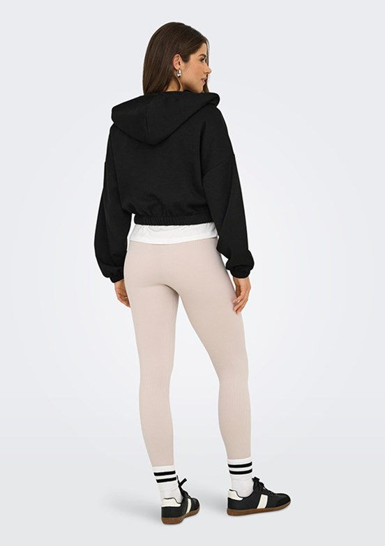ONLY Siyah Kadın Fermuarlı Kapüşonlu Sweatshirt