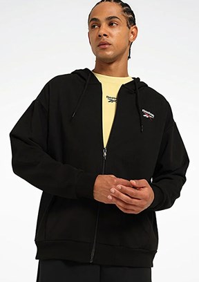 REEBOK 5M,NEW ID REG FZ Siyah Kadın Baskılı Sweatshirt