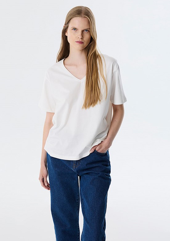 TWİST Beyaz Kadın V Yaka T-Shirt