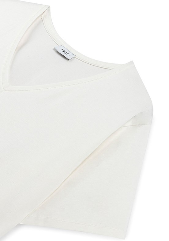 TWİST Beyaz Kadın V Yaka T-Shirt