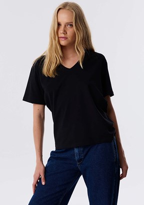 TWİST Siyah Kadın V Yaka T-Shirt