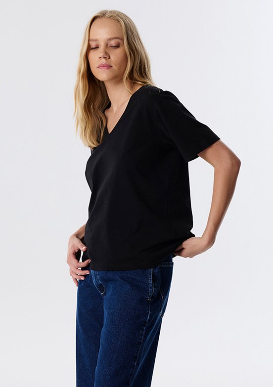 TWİST Siyah Kadın V Yaka T-Shirt