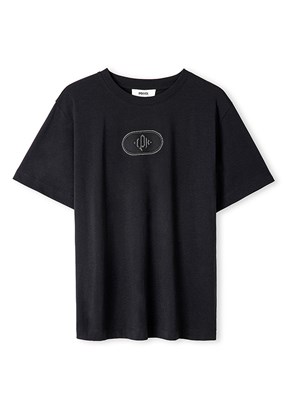İPEKYOL Siyah Kadın Monogram Nakışlı T-shirt