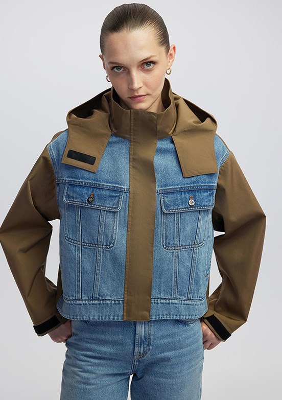 İPEKYOL Haki Kadın Denim Mix Mont