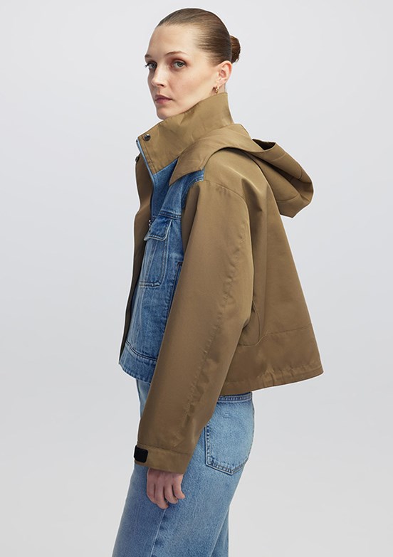 İPEKYOL Haki Kadın Denim Mix Mont