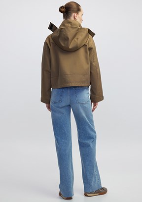 İPEKYOL Haki Kadın Denim Mix Mont
