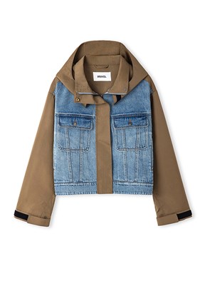 İPEKYOL Haki Kadın Denim Mix Mont