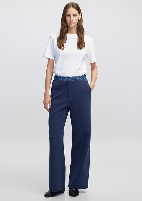 İPEKYOL Lacivert Kadın Denim Mix Pantolon