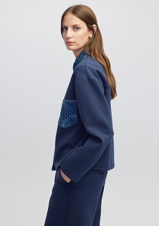 İPEKYOL Lacivert Kadın Denim Mix Sweatshirt