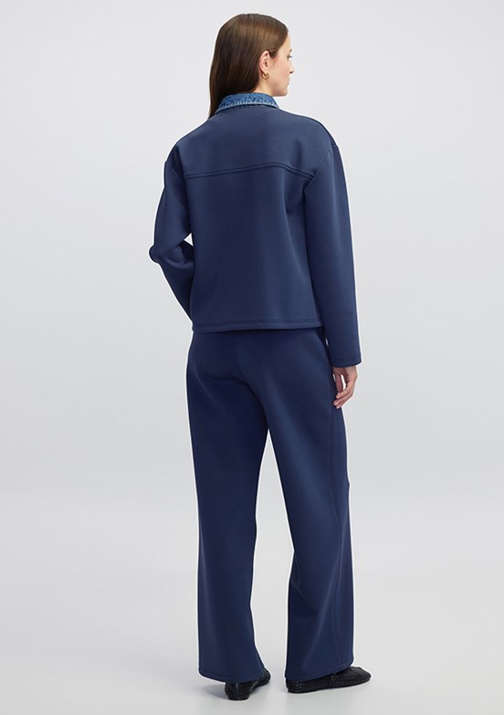 İPEKYOL Lacivert Kadın Denim Mix Sweatshirt