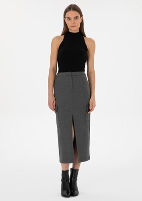 PİERRE CARDİN Antrasit Kadın Oversize Etek
