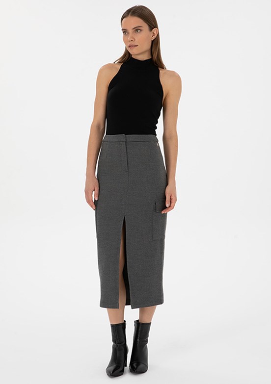 PİERRE CARDİN Antrasit Kadın Oversize Etek