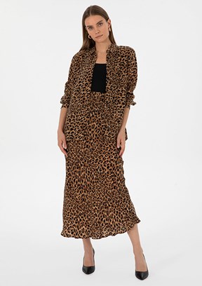 PİERRE CARDİN Kahverengi Kadın Oversize Etek