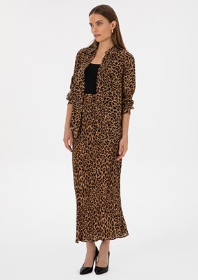 PİERRE CARDİN Kahverengi Kadın Oversize Etek