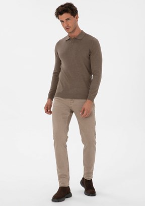 PİERRE CARDİN Bej Erkek Slim Jean Pantolon
