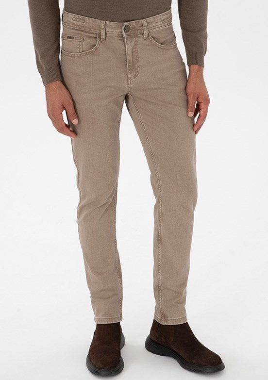 PİERRE CARDİN Bej Erkek Slim Jean Pantolon