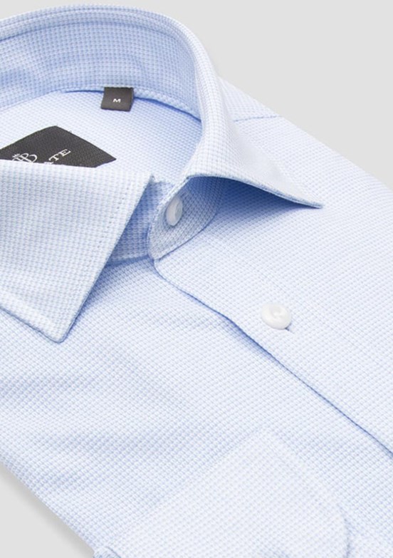 ABBATE Açık Mavi Floransa Jersey Pamuk Karışımlı Comfort Fit Klasik Yaka Erkek Desenli Gömlek