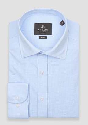 ABBATE Açık Mavi Floransa Jersey Pamuk Karışımlı Comfort Fit Klasik Yaka Erkek Desenli Gömlek