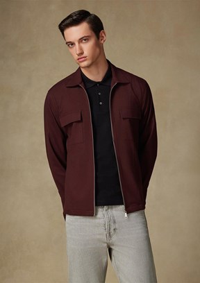 ABBATE Bordo Verso Twill Overshirt Polyviskon Karışımlı Oversize Fit Klasik Yaka Erkek Çizgili Gömlek