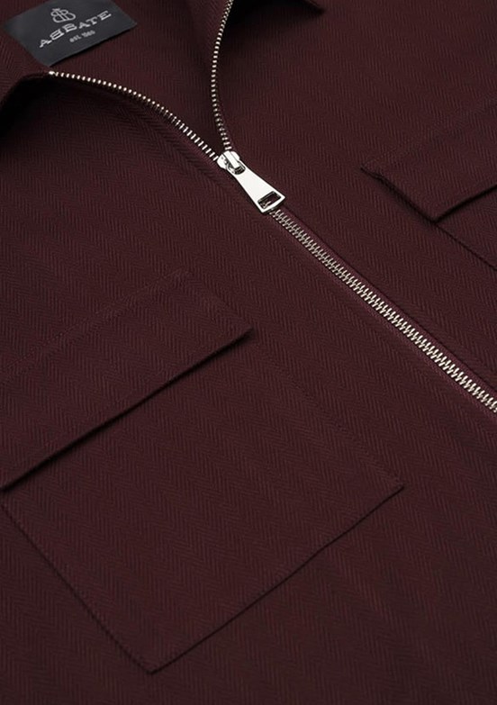 ABBATE Bordo Verso Twill Overshirt Polyviskon Karışımlı Oversize Fit Klasik Yaka Erkek Çizgili Gömlek