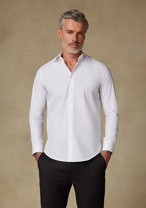 ABBATE BB Club Beyaz Oscar Poplin Pamuk Polyester Slim Fit Klasik Yaka Erkek Düz Gömlek