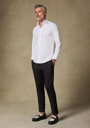 ABBATE BB Club Beyaz Oscar Poplin Pamuk Polyester Slim Fit Klasik Yaka Erkek Düz Gömlek
