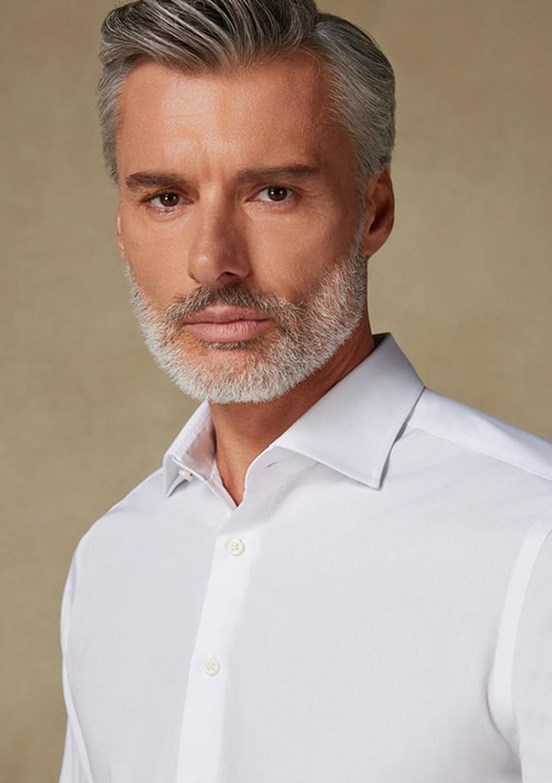 ABBATE BB Club Beyaz Oscar Poplin Pamuk Polyester Slim Fit Klasik Yaka Erkek Düz Gömlek
