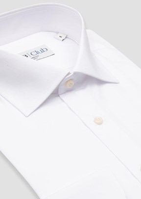 ABBATE BB Club Beyaz Oscar Poplin Pamuk Polyester Slim Fit Klasik Yaka Erkek Düz Gömlek
