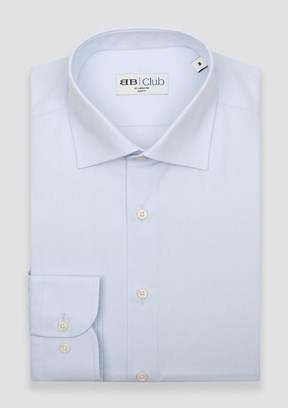 ABBATE BB Club Açık Mavi Oscar Poplin Pamuk Polyester Slim Fit Klasik Yaka Erkek Düz Gömlek